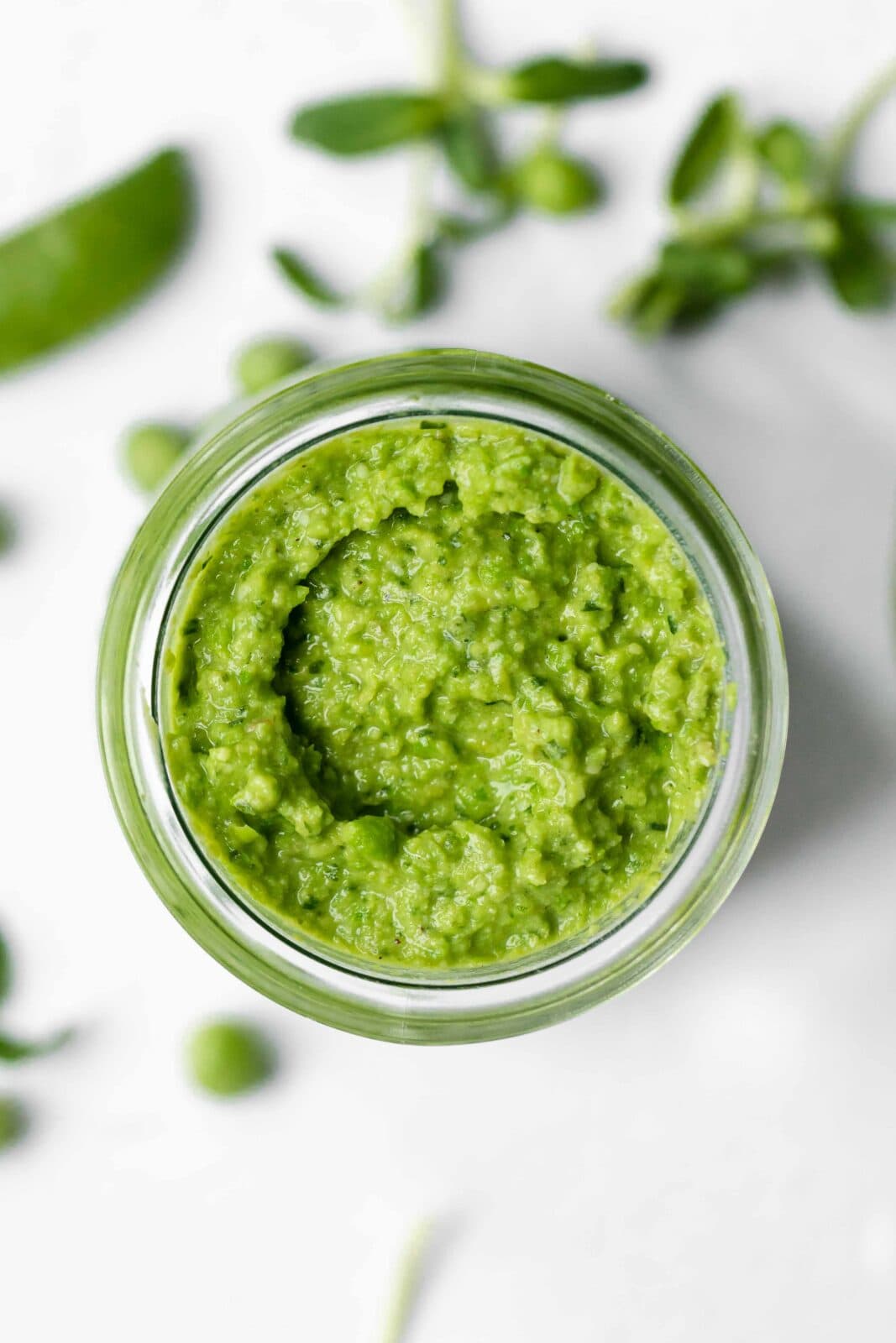 pea pesto in a jar
