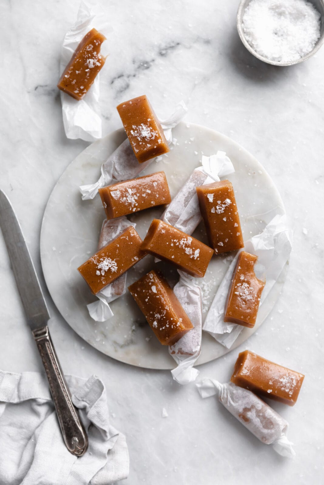 apple cider caramels with flaky salt