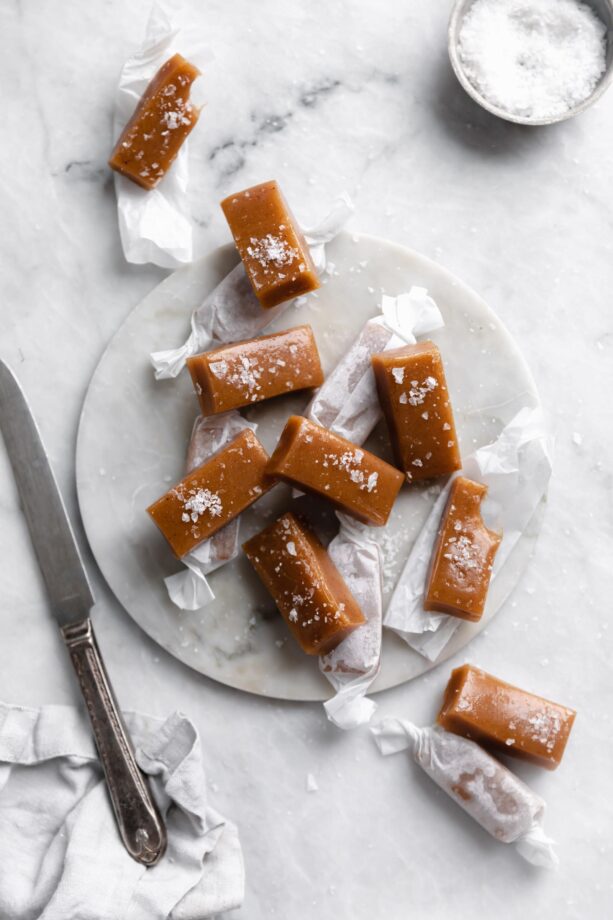 apple cider caramels with flaky salt