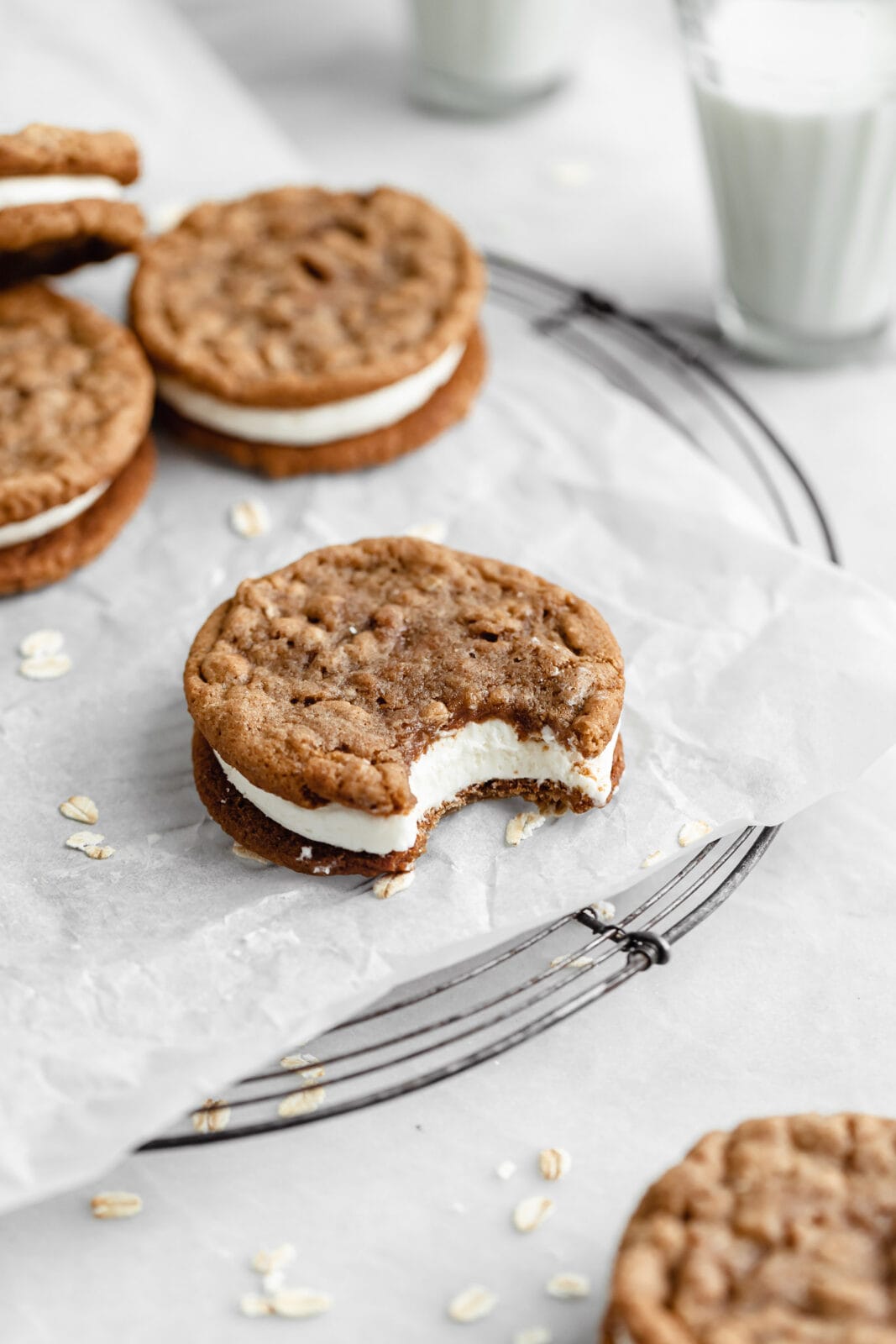 homemade oatmeal creme pie on plate