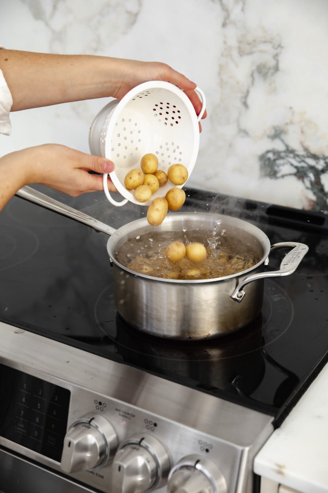 potatoes boiling on stove