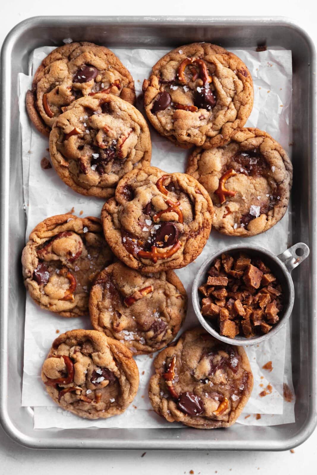 toffee pretzel chocolate chip cookies