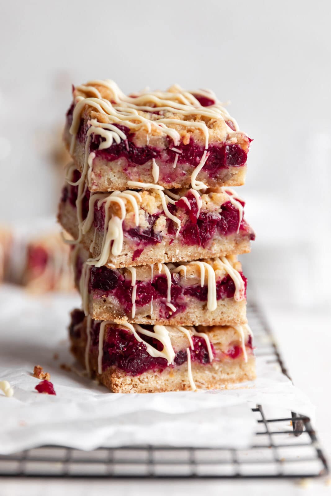 stack of cranberry crumb bars