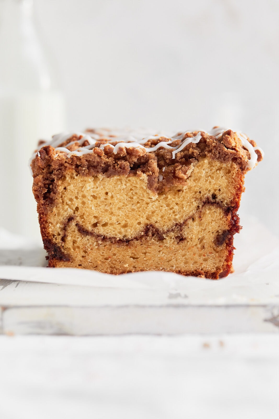 cinnamon streusel quick bread with cinnamon sugar swirl