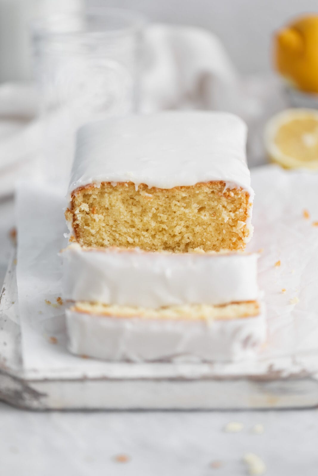 lemon loaf with lemon icing