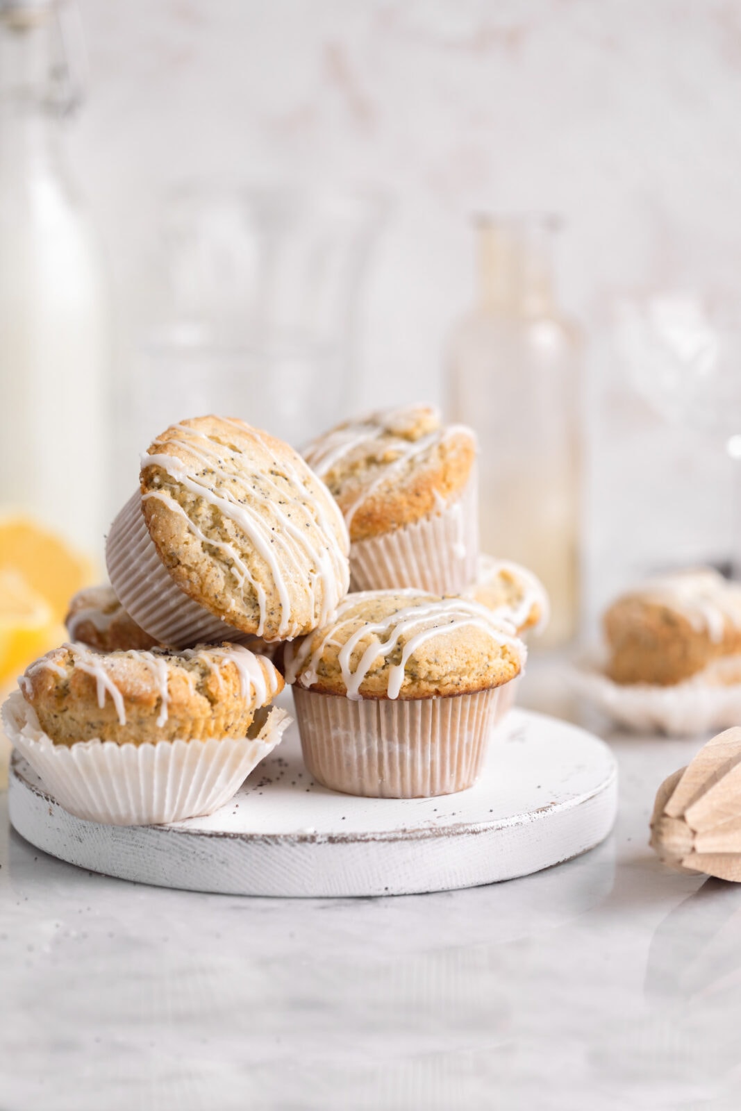 lemon poppyseed muffins with vanilla glaze