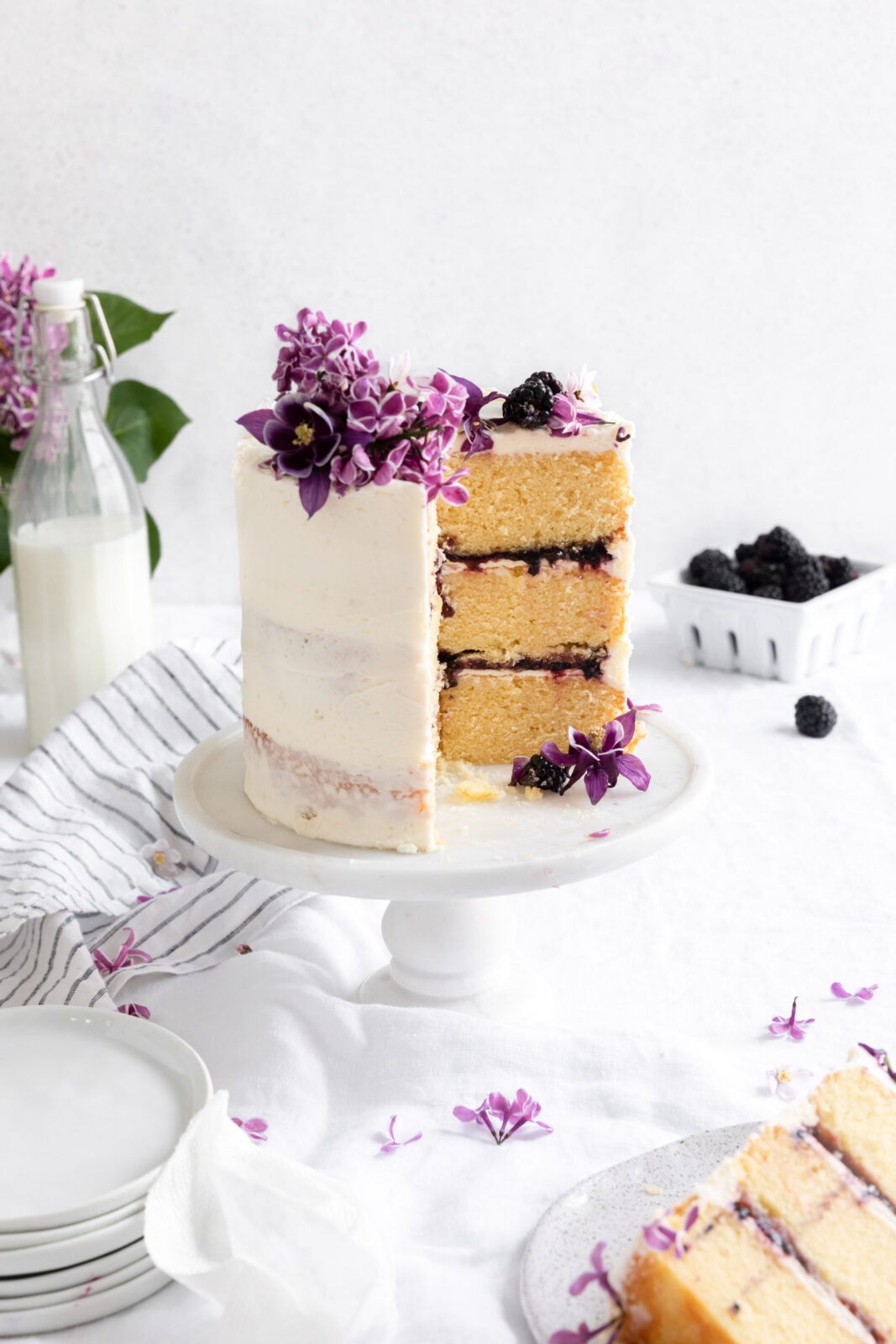 blackberry cake with blackberry preserves