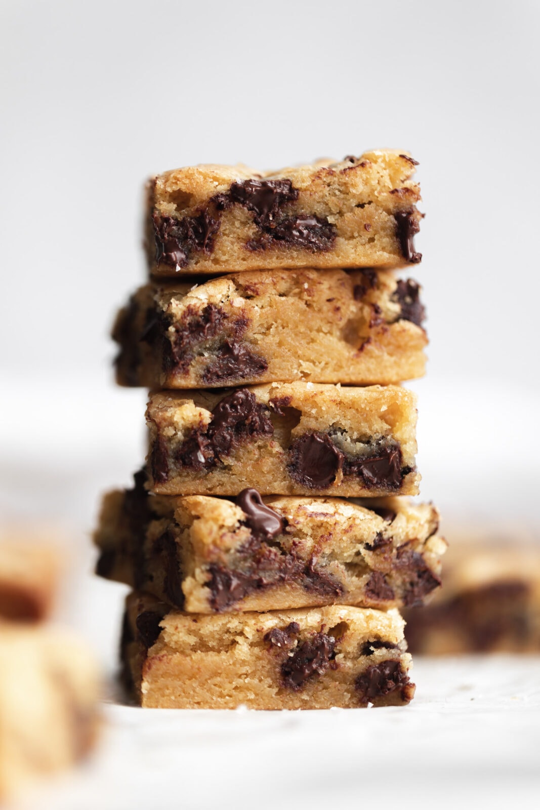 gooey blondies in a stack