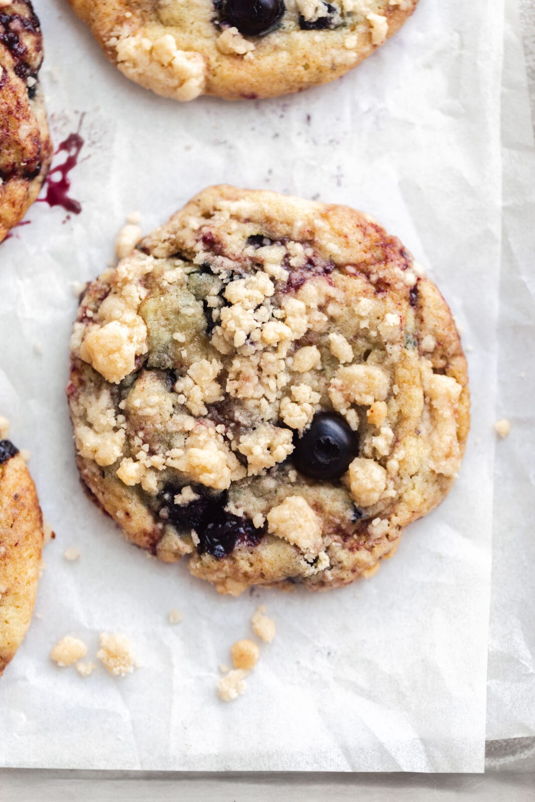 blueberry muffin cookie on a cookie tray