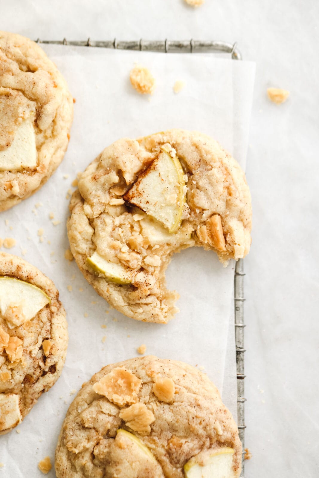 apple pie cookies with a bite taken out