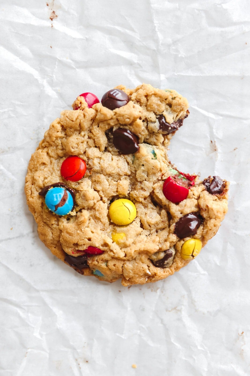 monster cookie with bite taken out