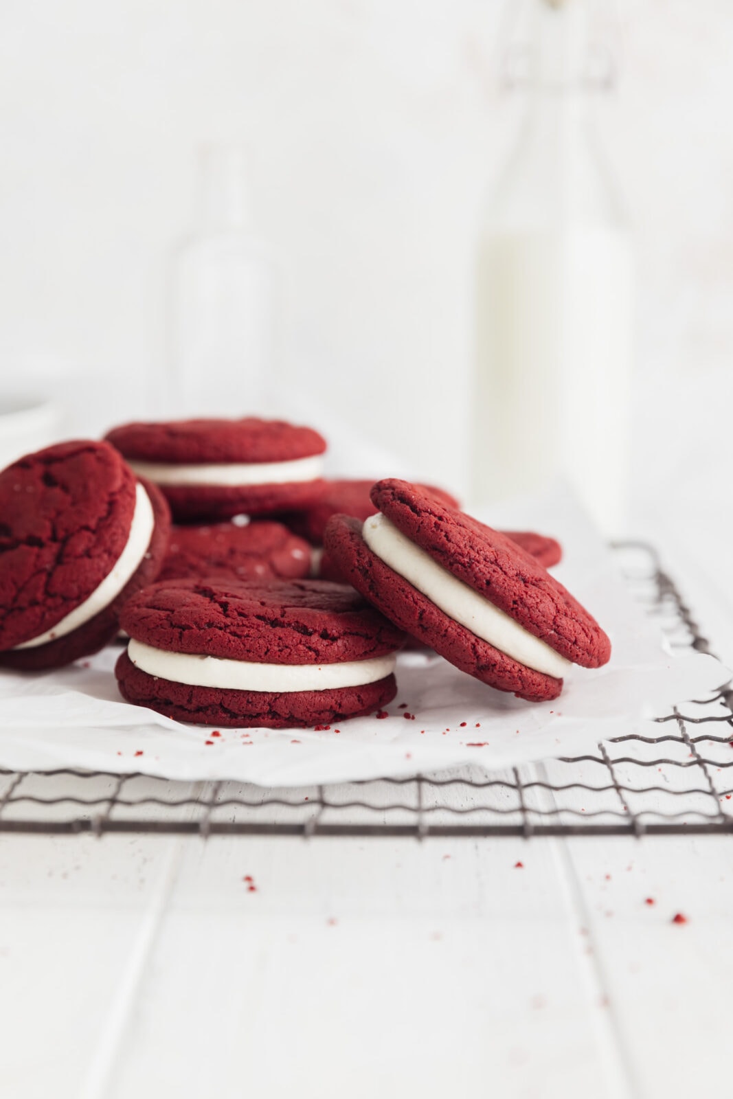 white chocolate red velvet sandwich cookies