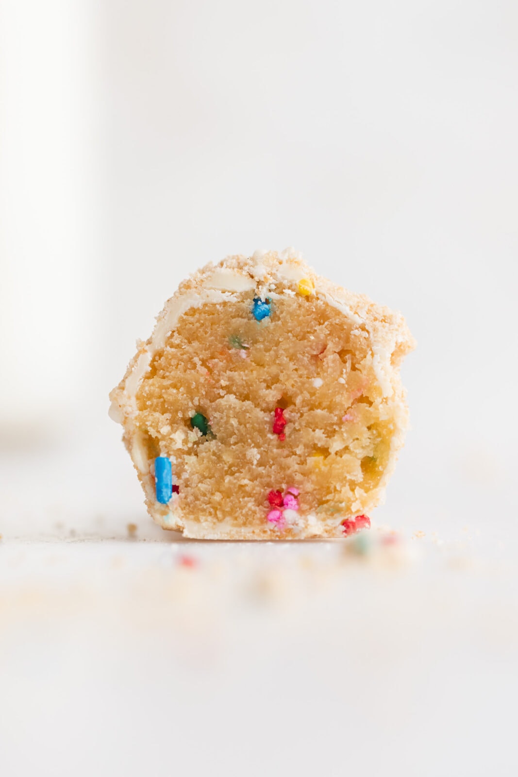 birthday cake truffle sliced in half