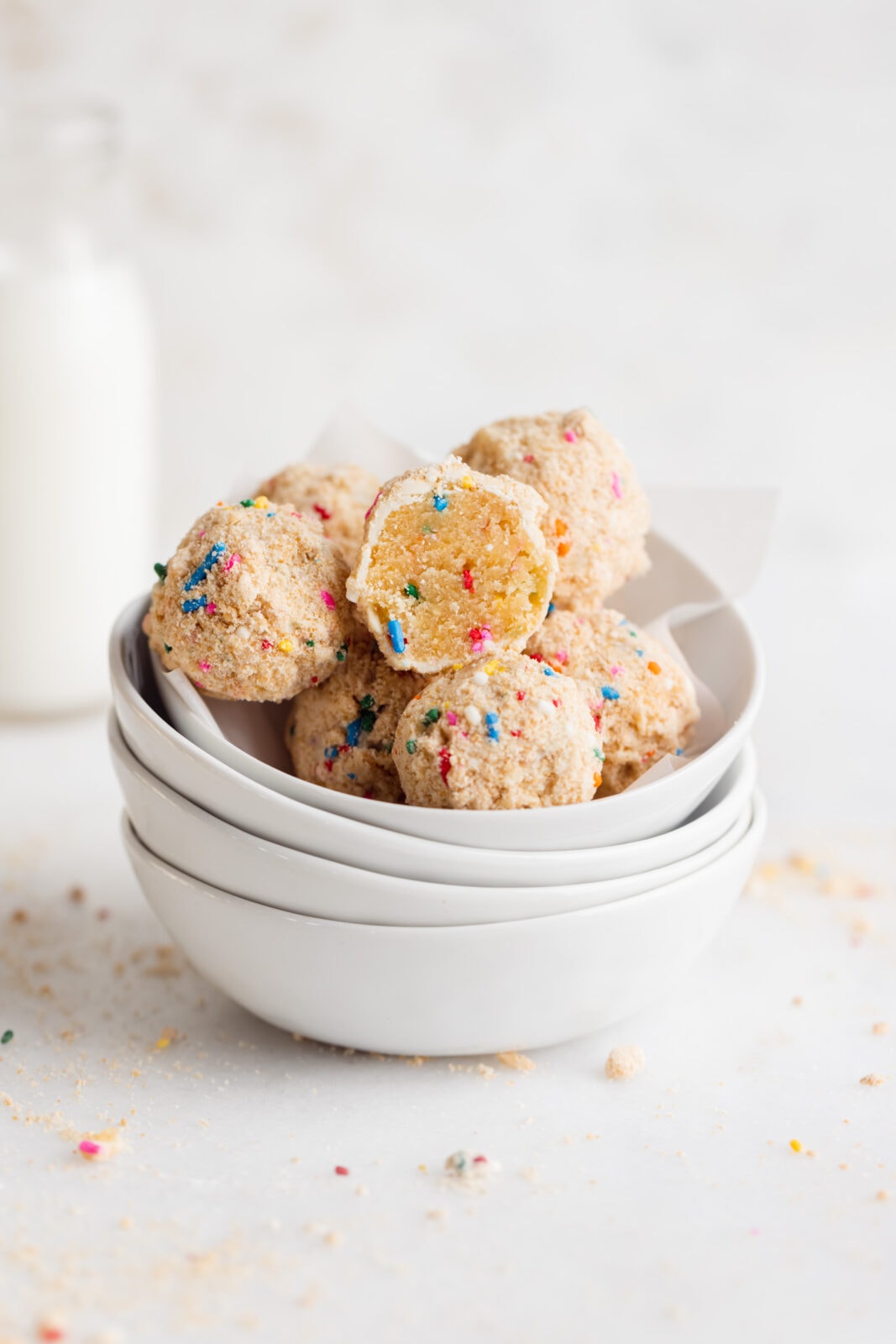 birthday cake truffles with sprinkles