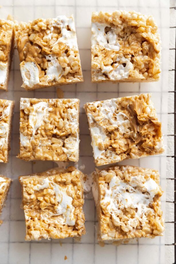 peanut butter and fluff rice krispie treats