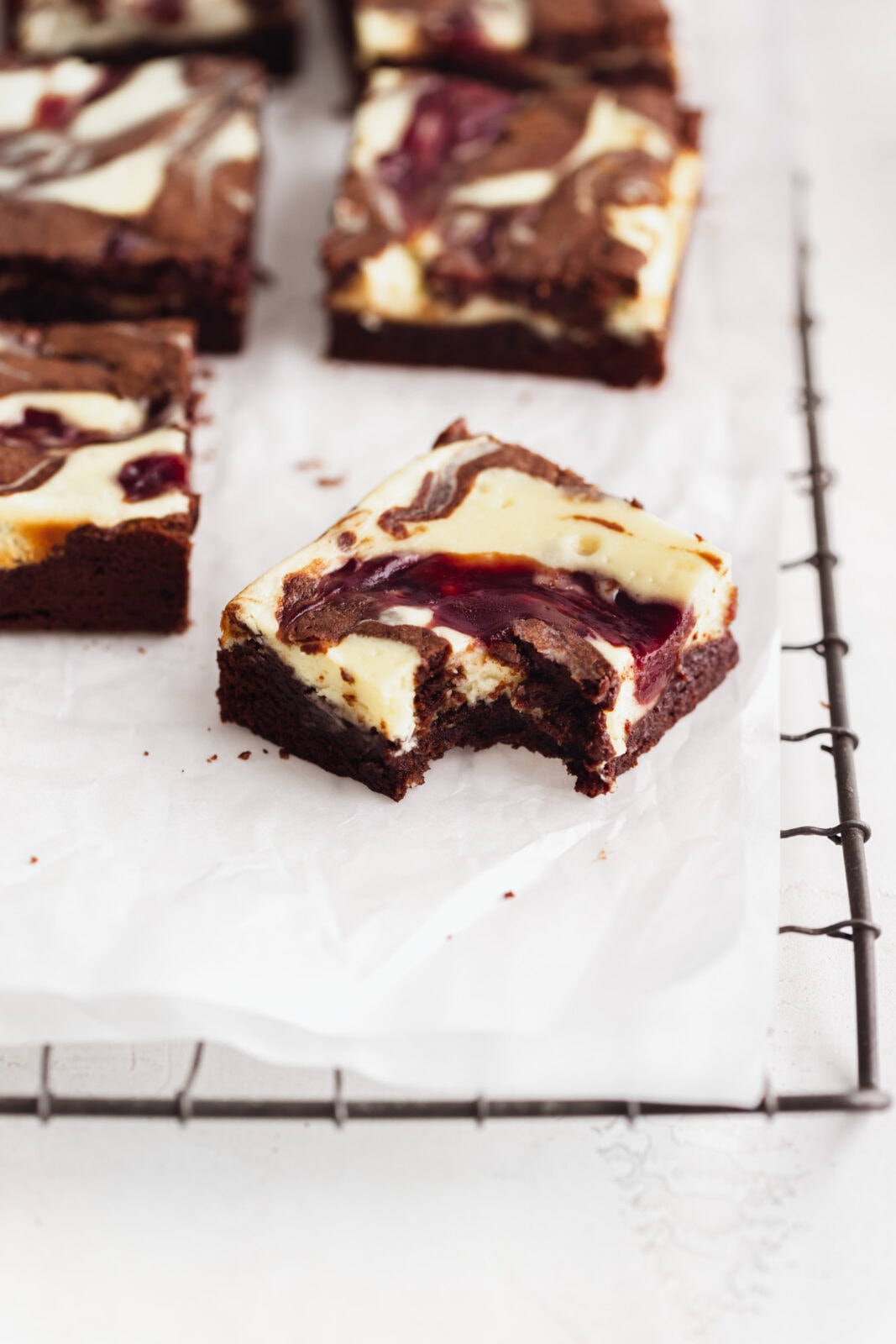 raspberry cheesecake brownie swirled with raspberry jam