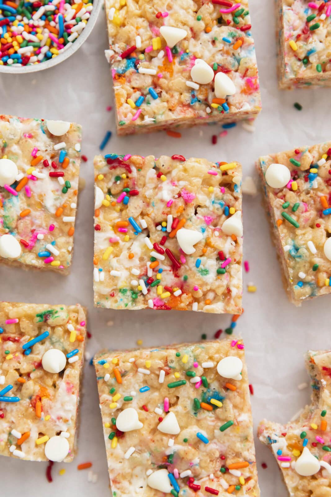 white chocolate funfetti rice krispie treats