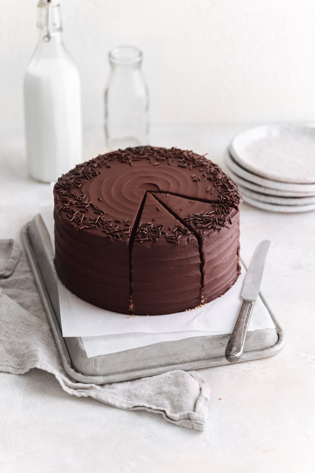 yellow cake with chocolate frosting