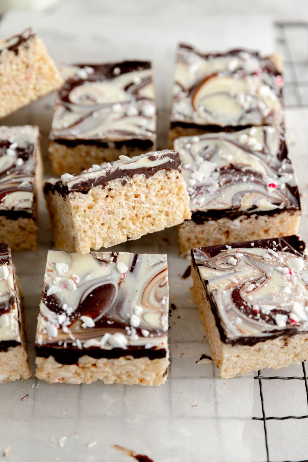 peppermint bark rice krispie treats
