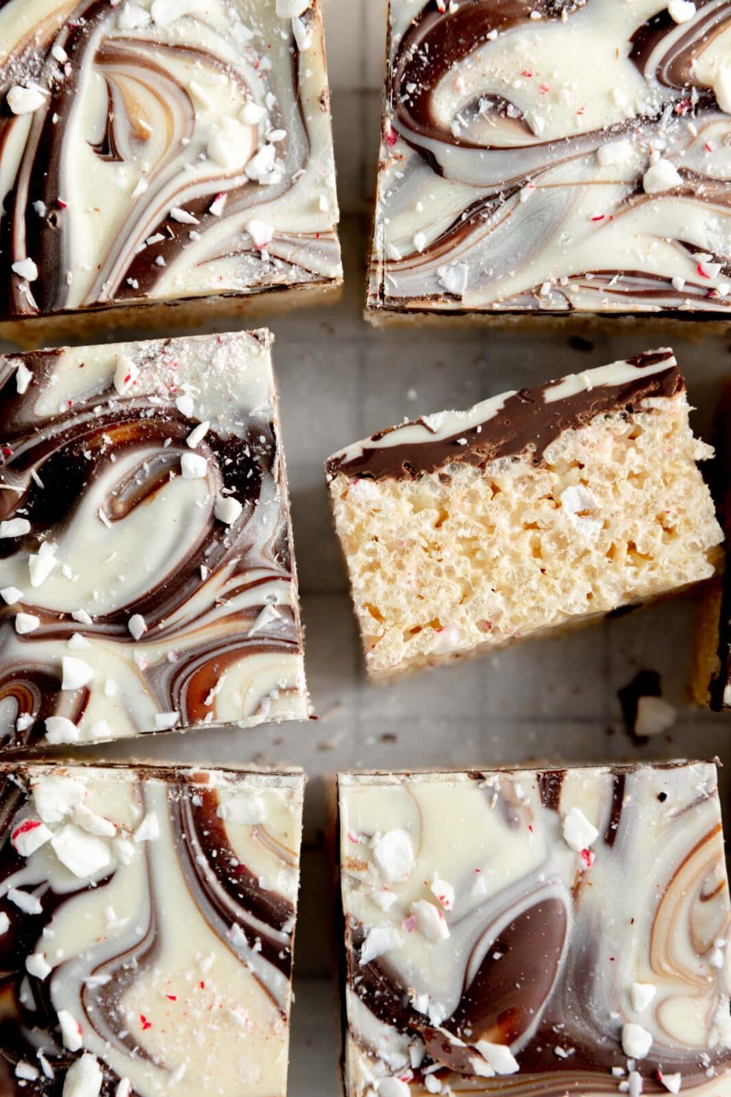 peppermint bark rice krispie treats