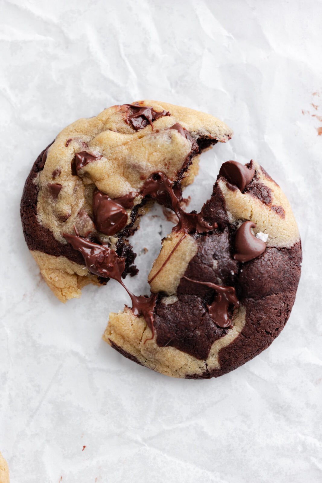 marble cookie broken in half