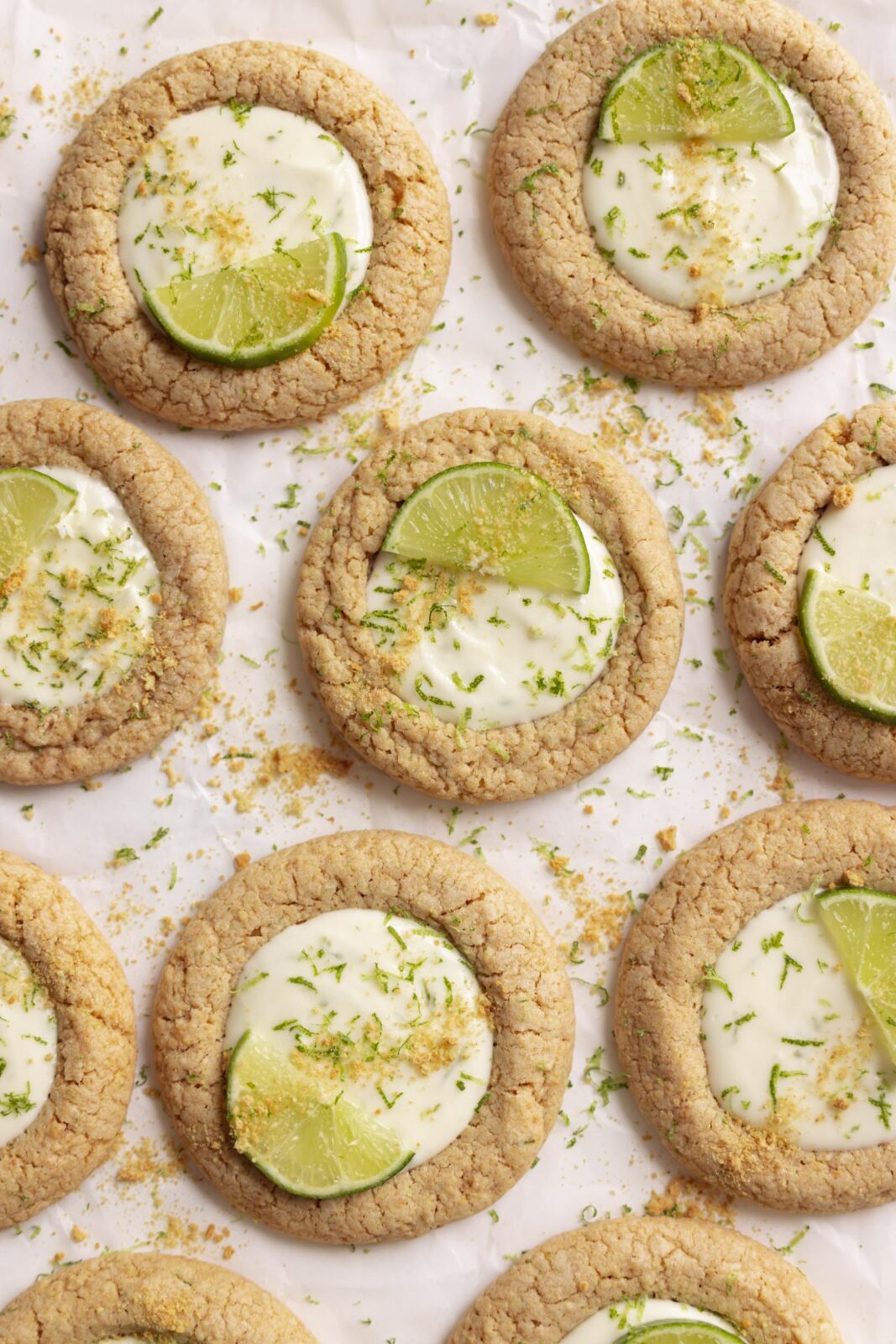 key lime pie cookies with key lime garnish