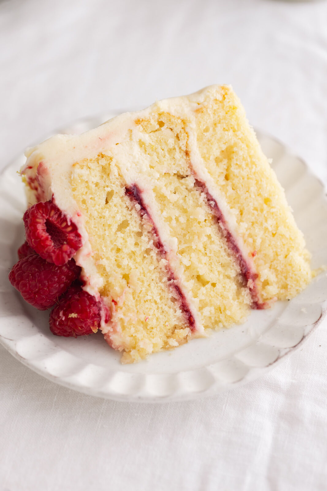 slice of raspberry lemon cake