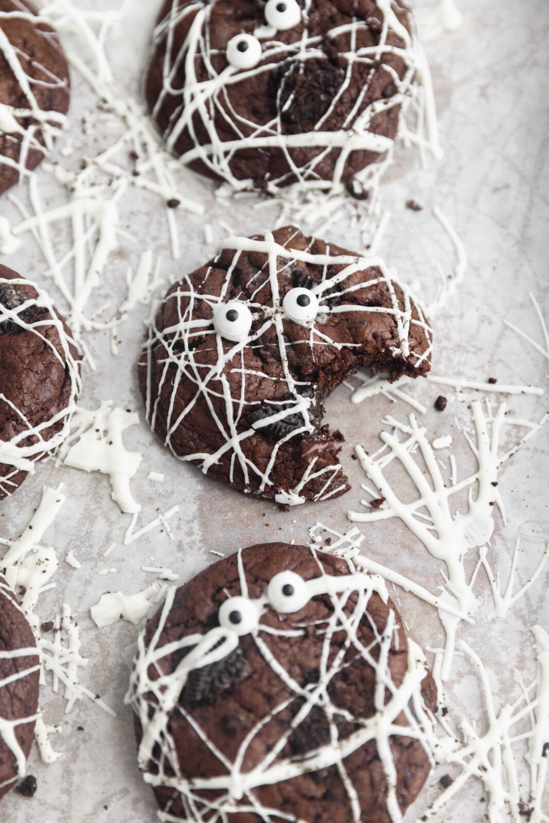 double chocolate spiderweb cookies