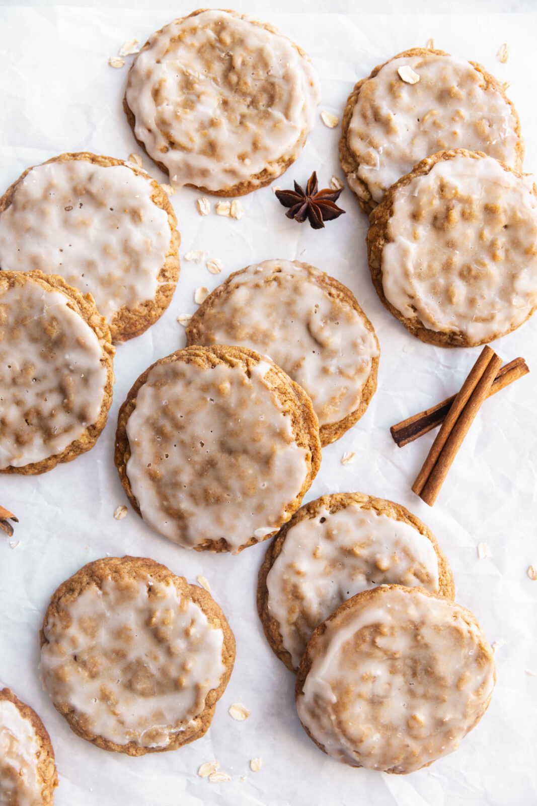 gingerbread iced oatmeal cookies