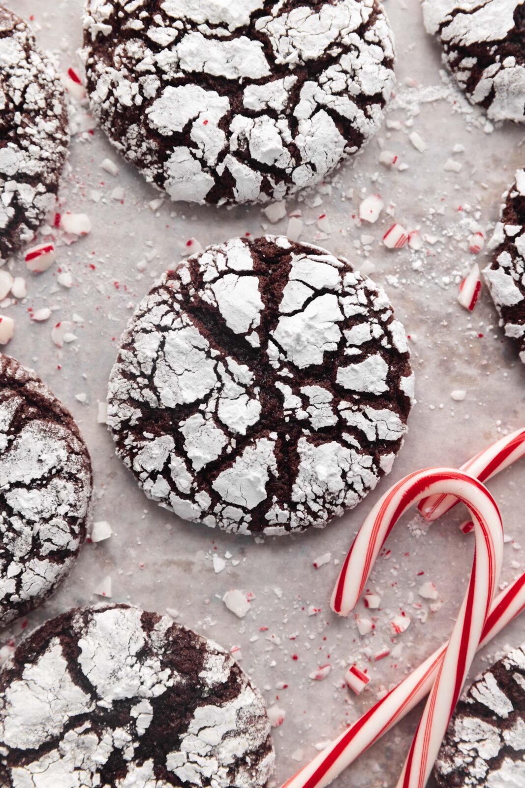 chocolate peppermint crinkle cookies
