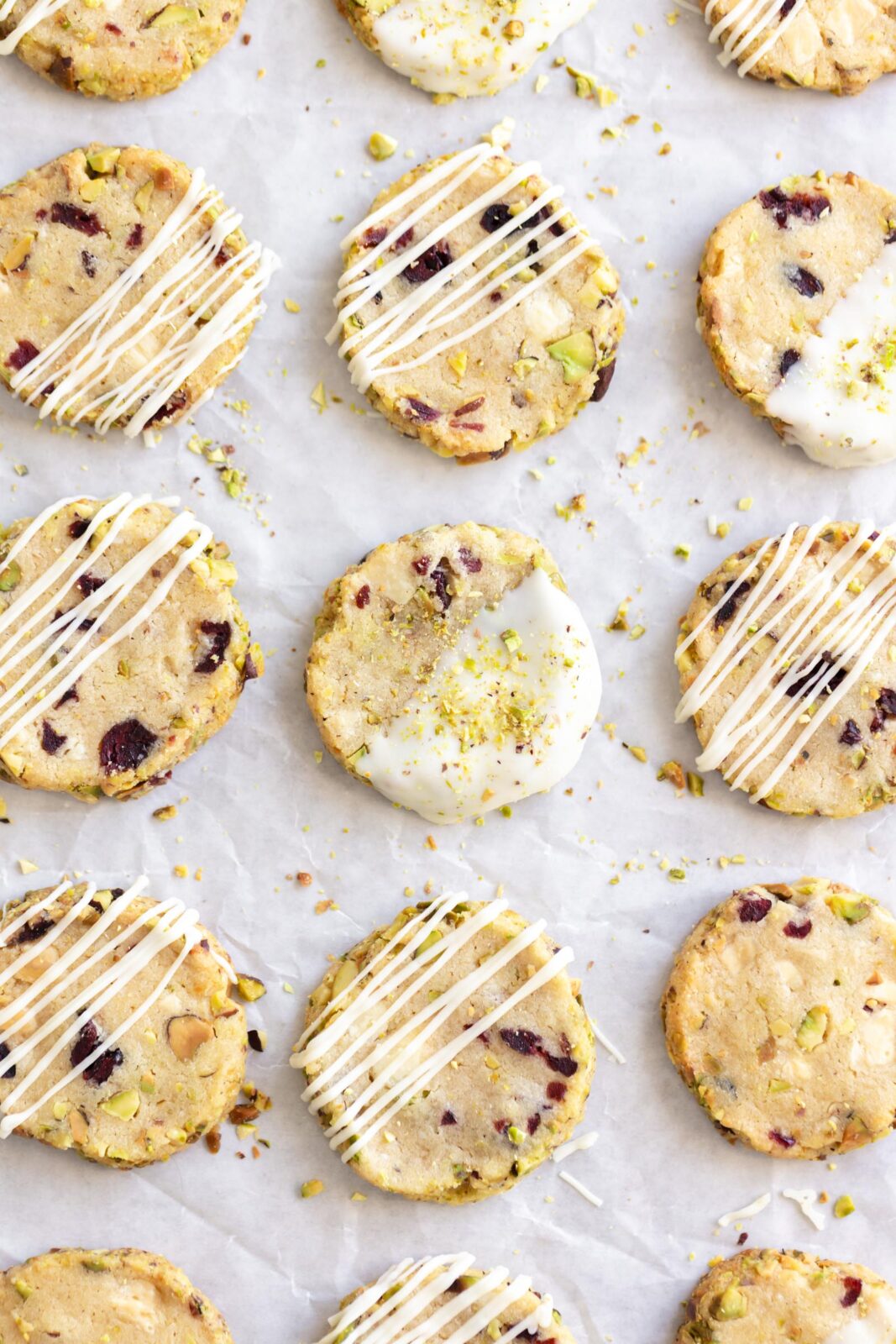 white chocolate pistachio slice and bake cookies