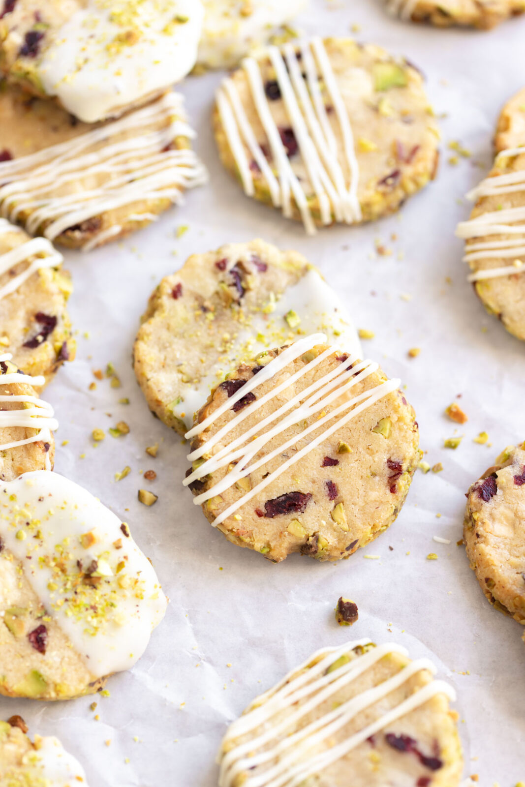 white chocolate pistachio slice and bake cookies