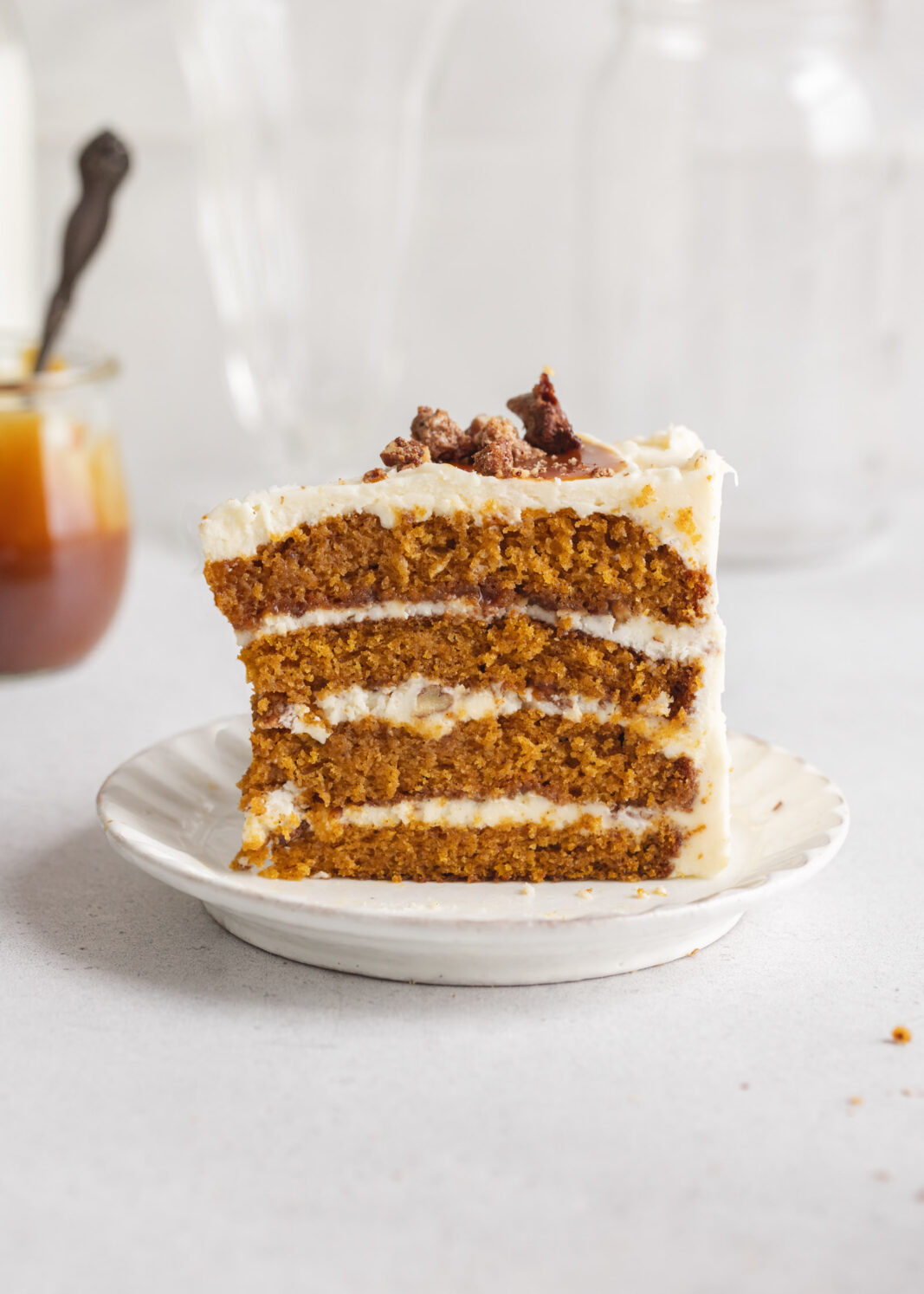 slice of pumpkin praline crunch cake
